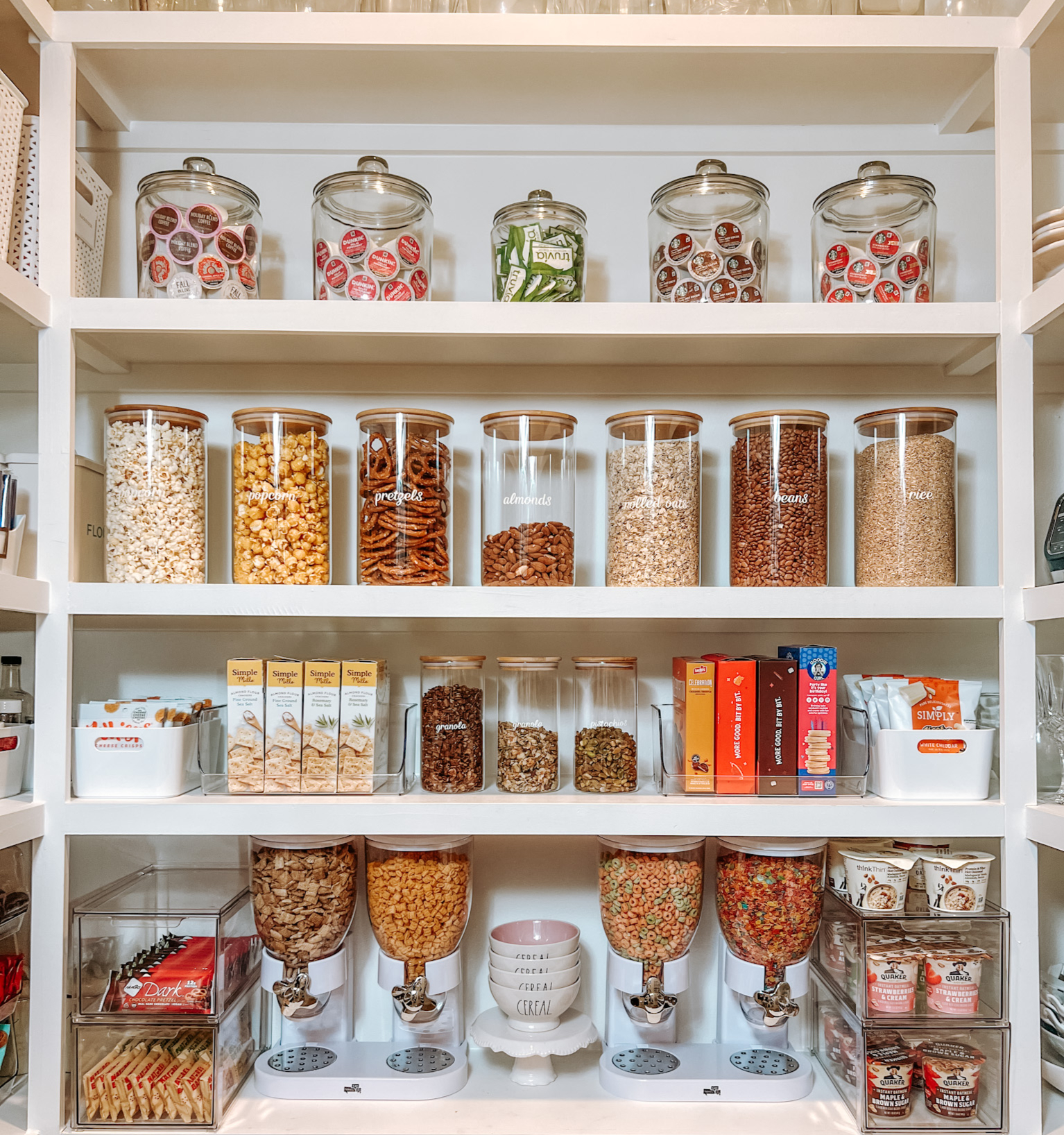 Organized pantry shelves